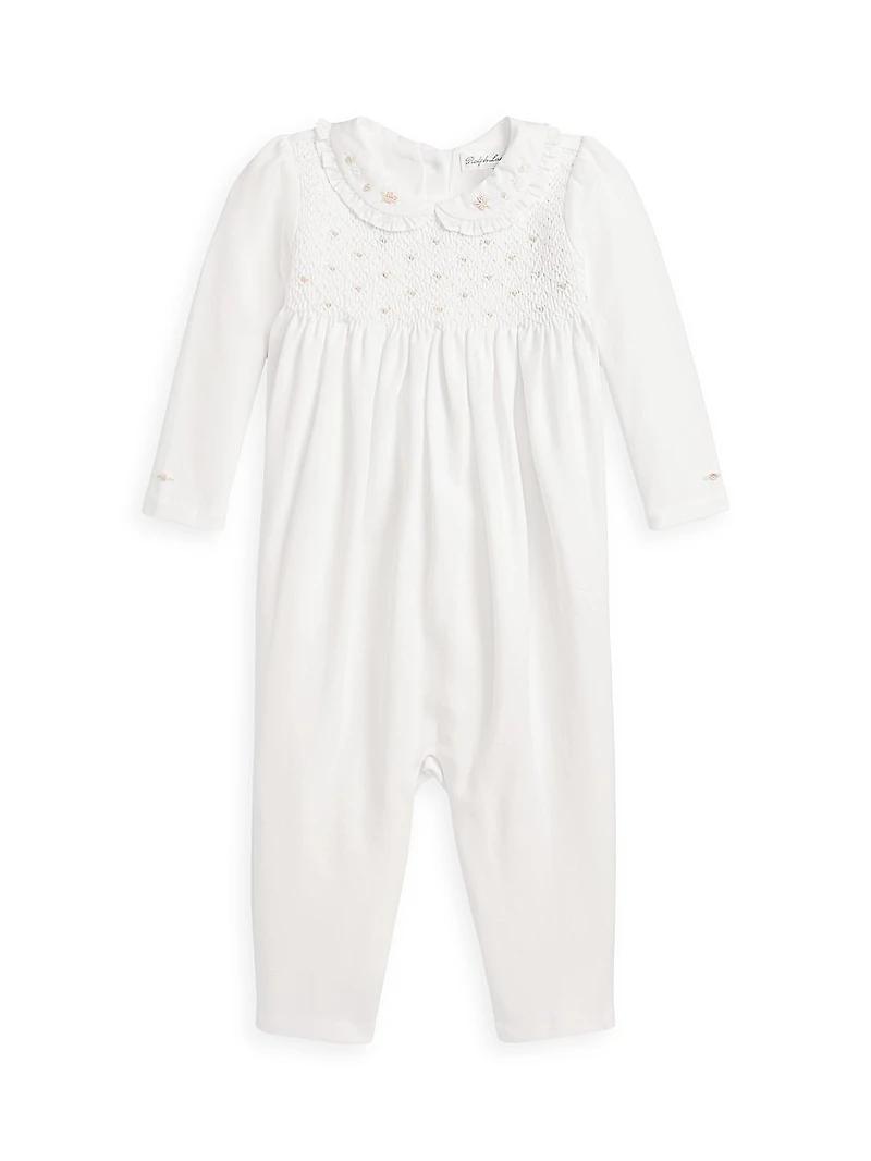 Baby Girl's Smocked Organic Cotton Onesie
