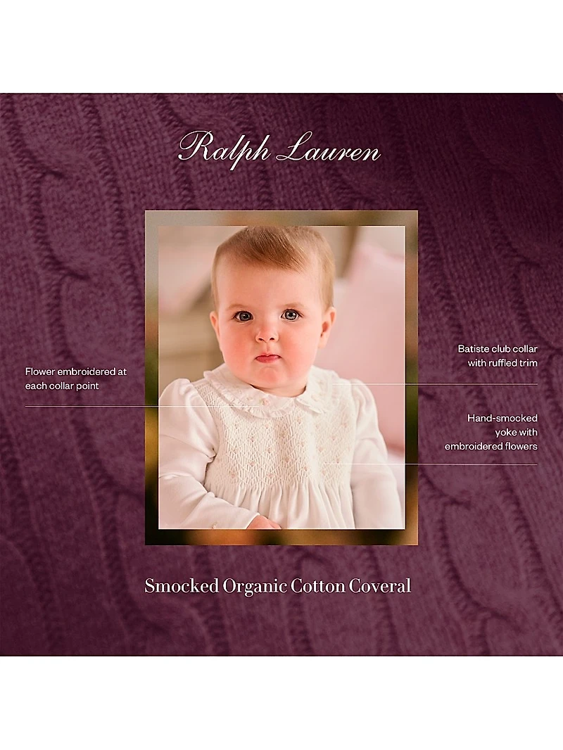 Baby Girl's Smocked Organic Cotton Onesie