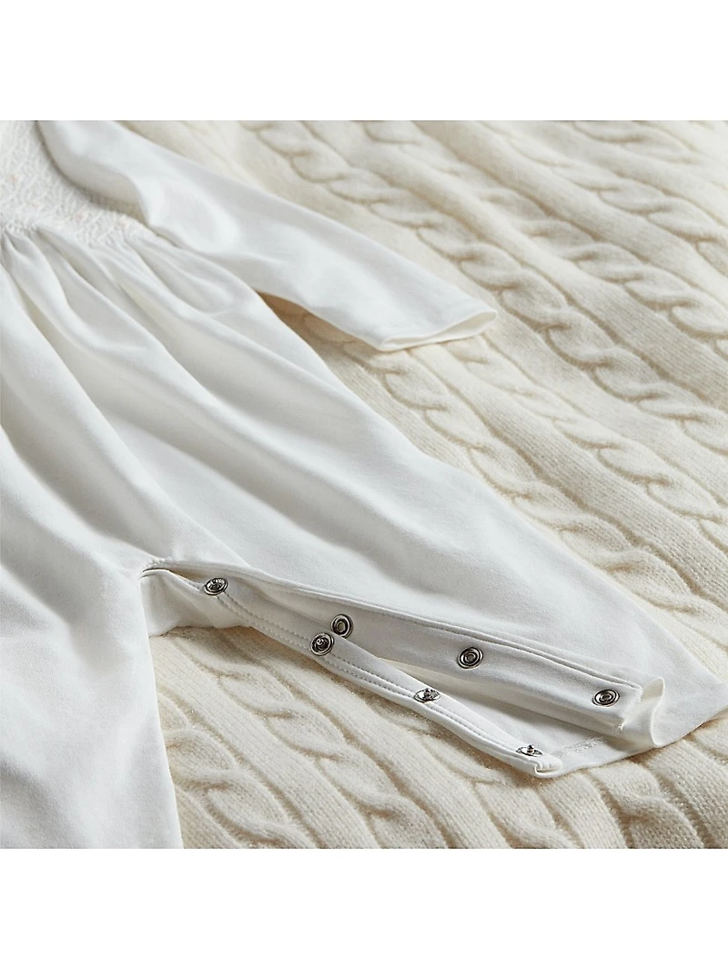 Baby Girl's Smocked Organic Cotton Onesie