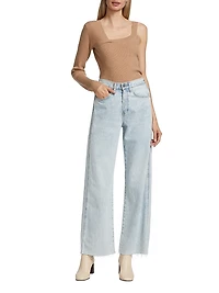 Wool-Cashmere Ribbed Asymmetrical Sweater