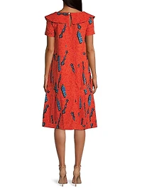 Printed Short-Sleeve Midi-Dress
