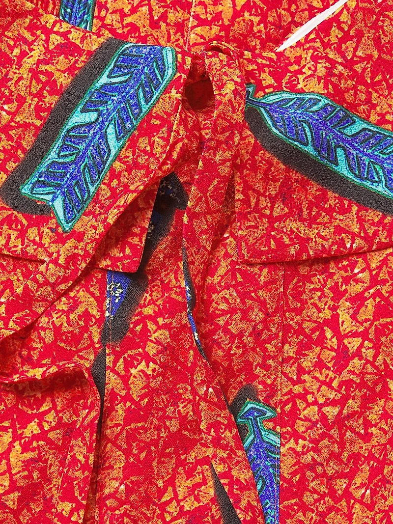 Printed Short-Sleeve Midi-Dress