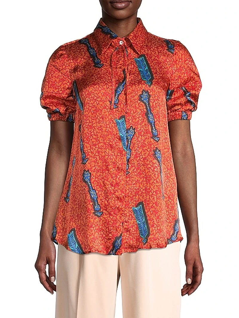 Arrow Printed Button-Front Top