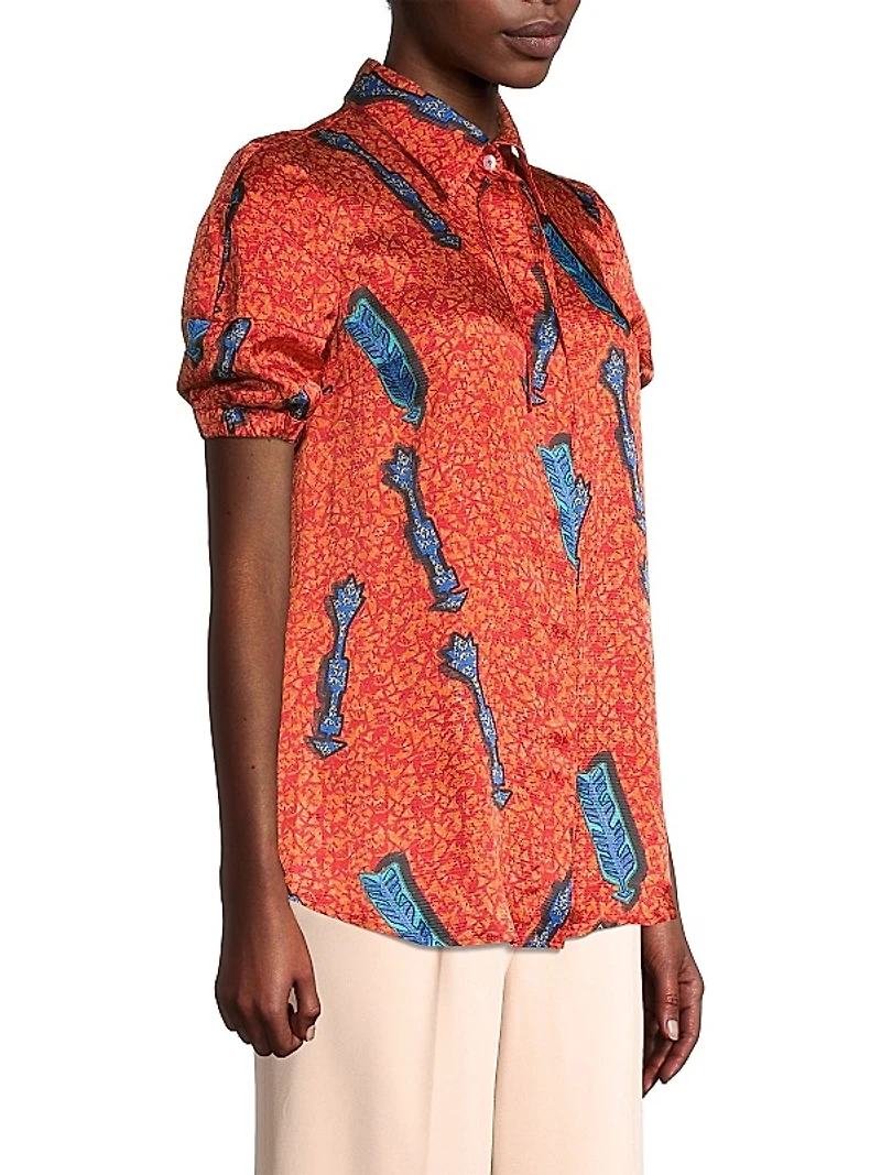 Arrow Printed Button-Front Top