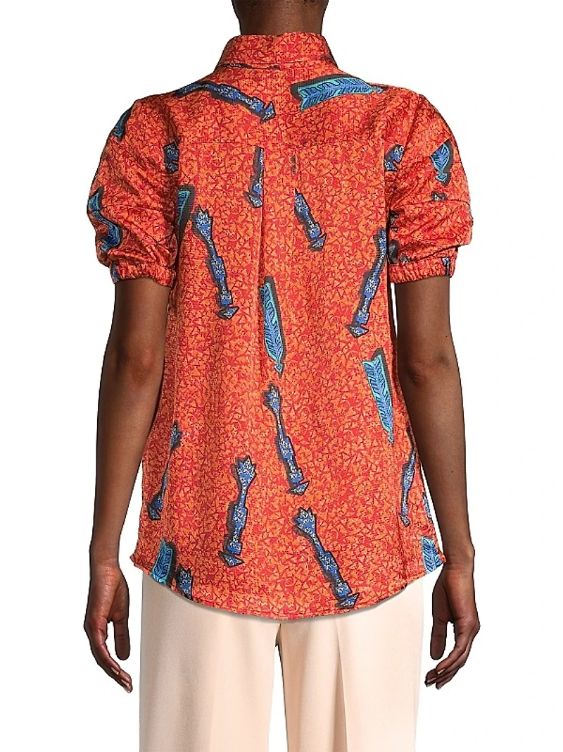 Arrow Printed Button-Front Top