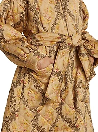 Quilted Satin Belted Coat