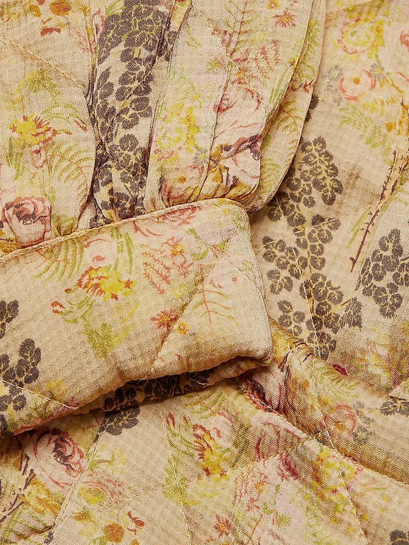 Quilted Satin Belted Coat