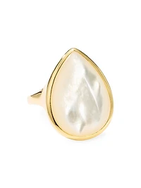 Polished Rock Candy 18K Yellow Gold & Mother-Of-Pearl Medium Teardrop Ring