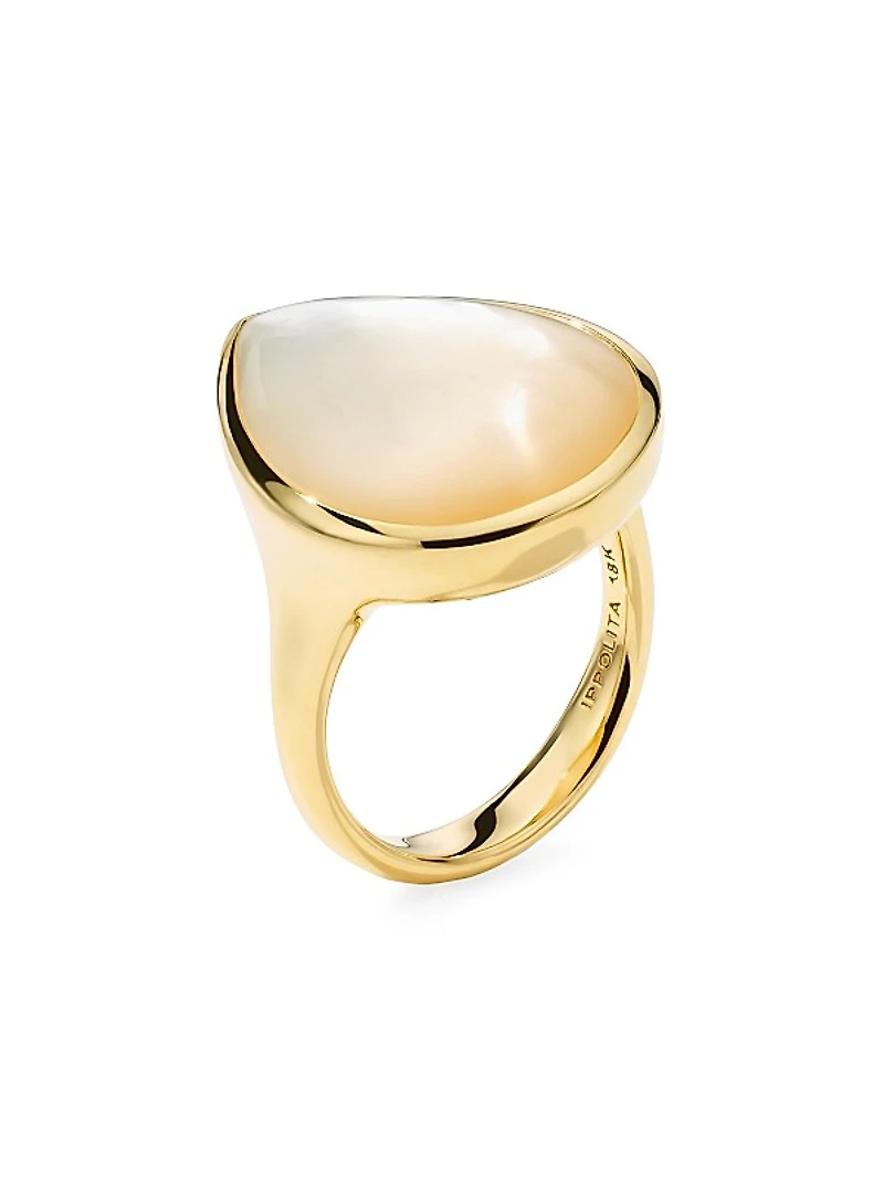 Polished Rock Candy 18K Yellow Gold & Mother-Of-Pearl Medium Teardrop Ring