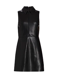 Ellis Zip-Front Vegan Leather Minidress