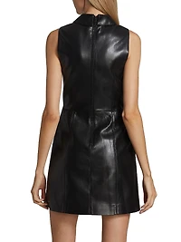 Ellis Zip-Front Vegan Leather Minidress
