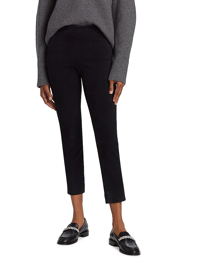 Stretch-Suede Cropped Pants