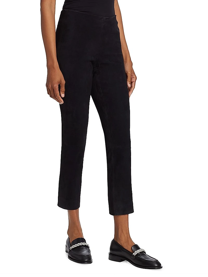 Stretch-Suede Cropped Pants