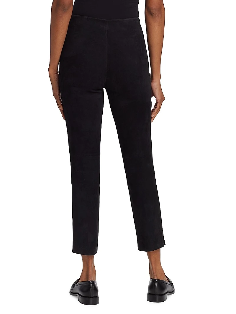 Stretch-Suede Cropped Pants