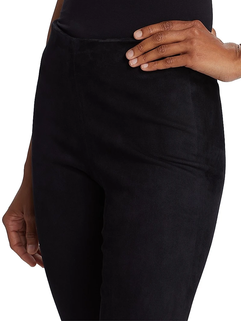 Stretch-Suede Cropped Pants