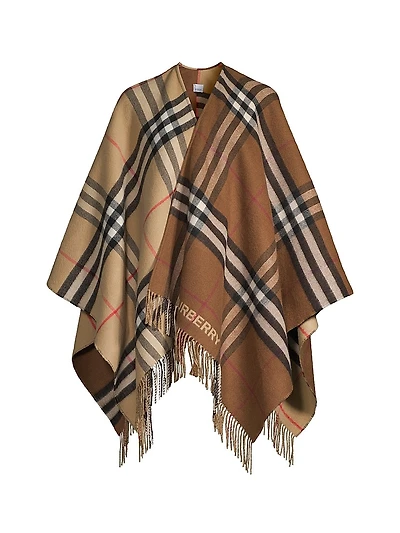 Giant Check Colorblock Cape