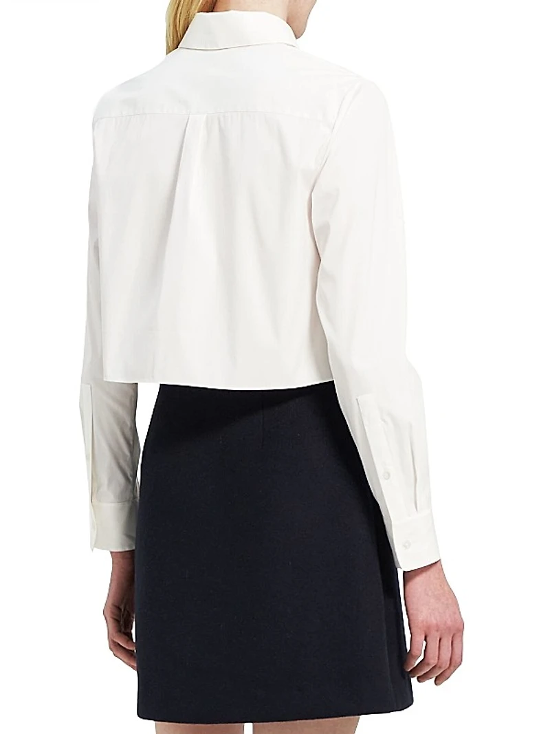 Cotton-Blend Crop Shirt