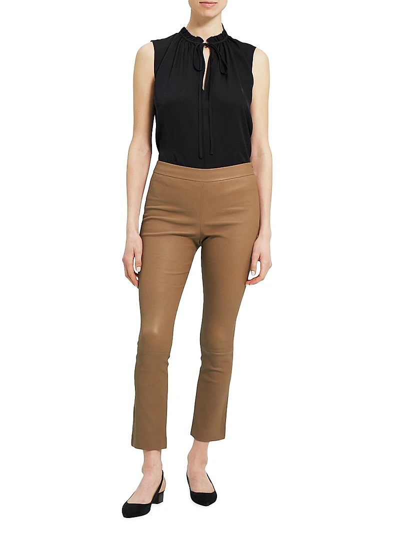 Leather Slim Kick Crop Pants