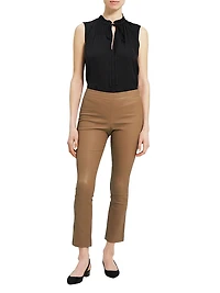 Leather Slim Kick Crop Pants