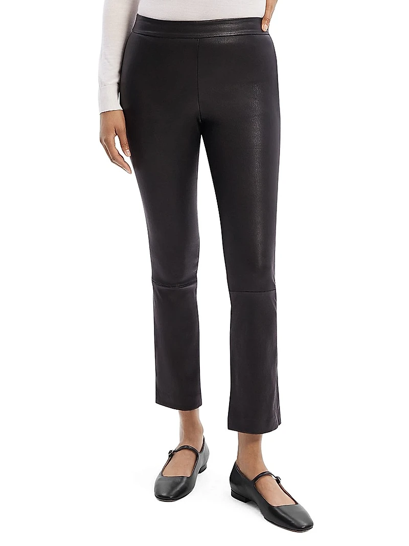 Leather Slim Kick Crop Pants