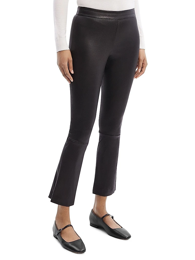 Leather Slim Kick Crop Pants
