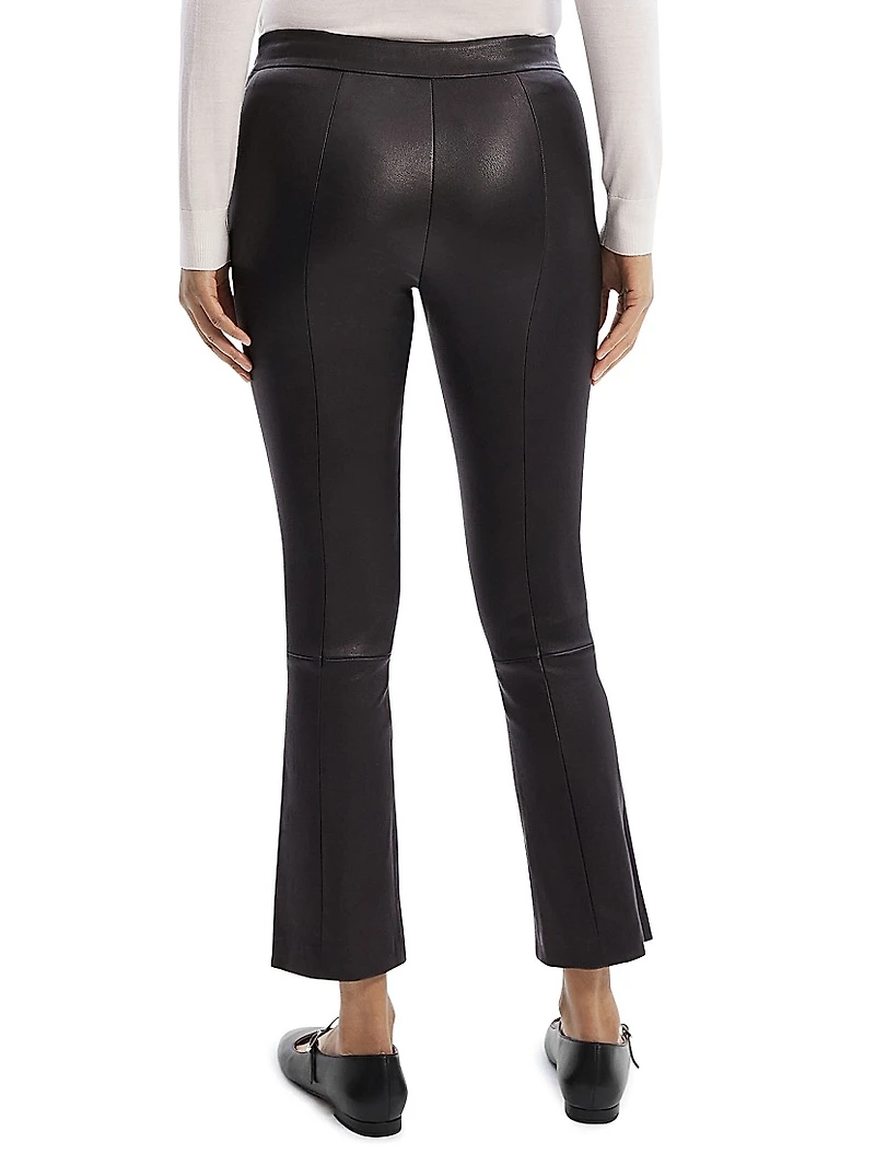 Leather Slim Kick Crop Pants