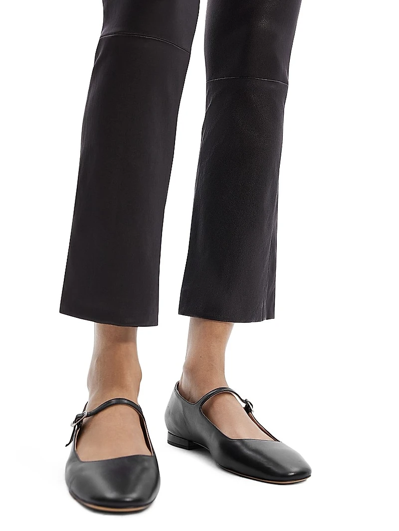 Leather Slim Kick Crop Pants