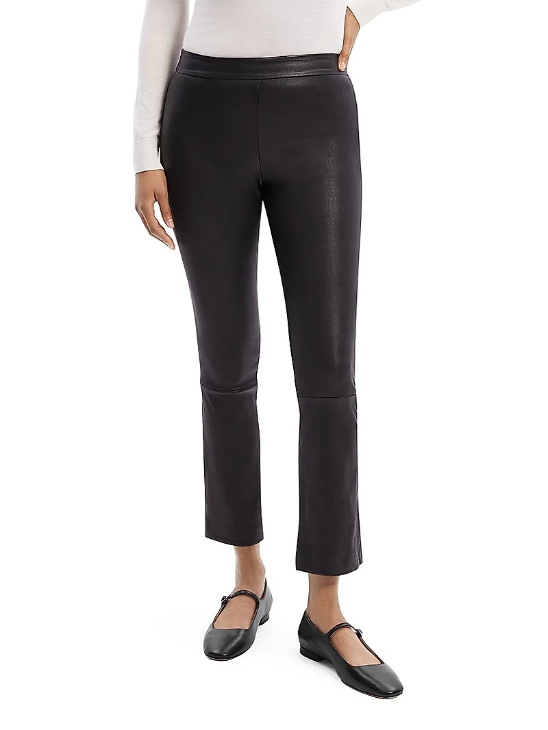 Leather Slim Kick Crop Pants