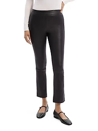 Leather Slim Kick Crop Pants