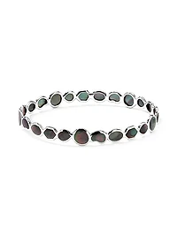 Polished Rock Candy Sterling Silver & Shell Bangle