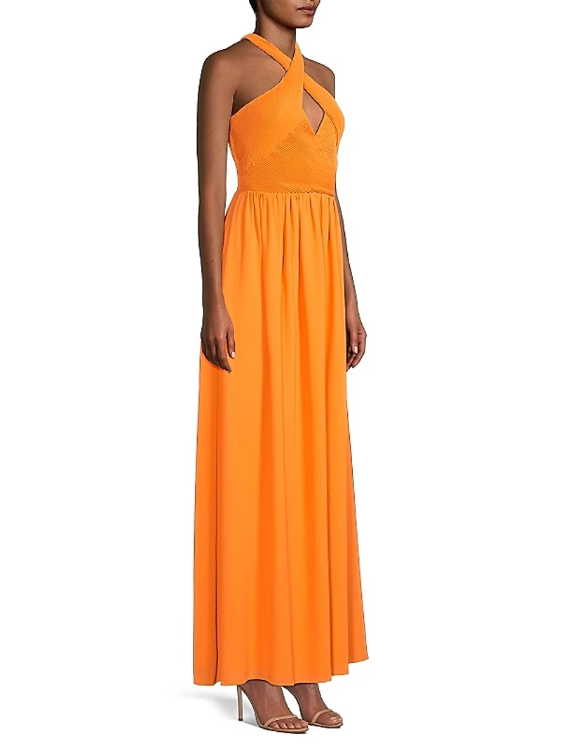 Criss Cross Halter Maxi Dress