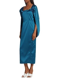 August Satin Cape Midi-Dress