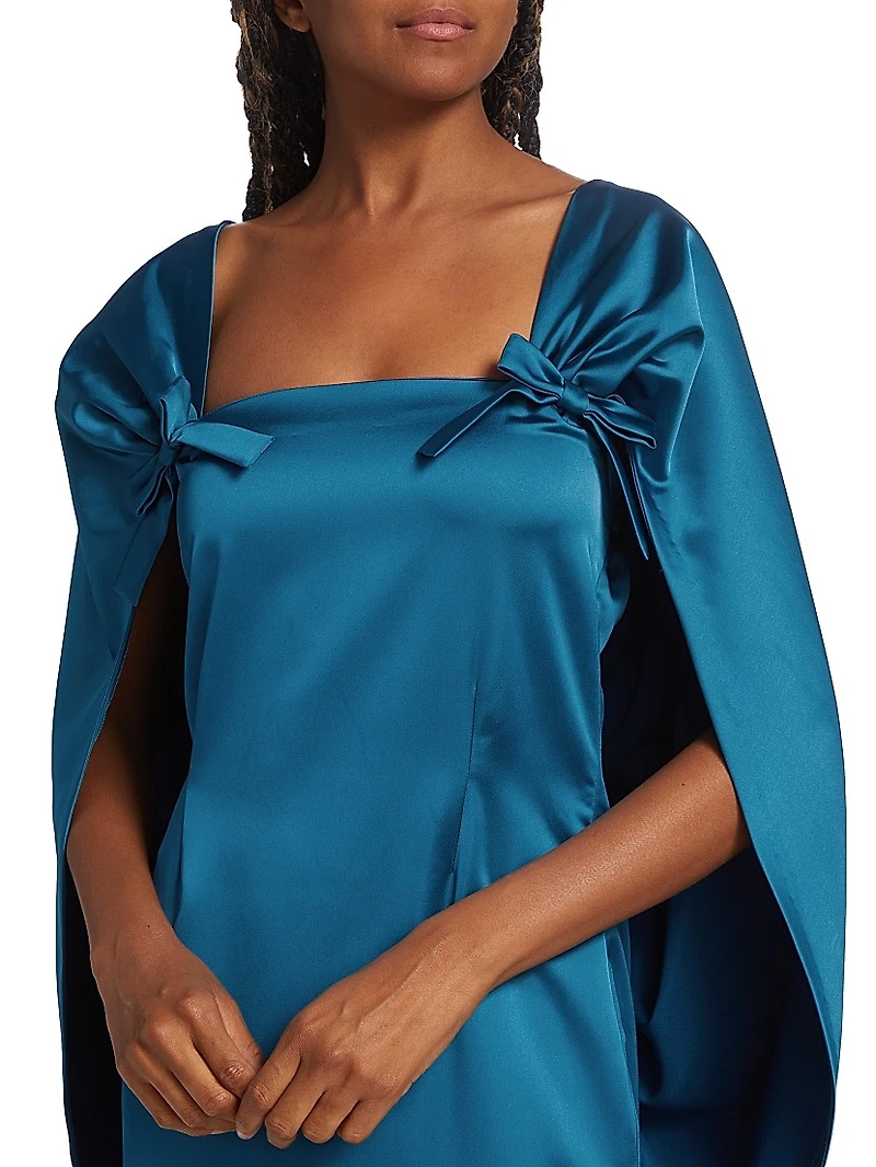 August Satin Cape Midi-Dress