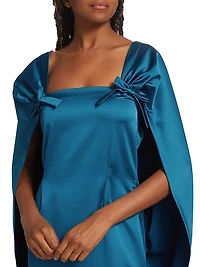 August Satin Cape Midi-Dress