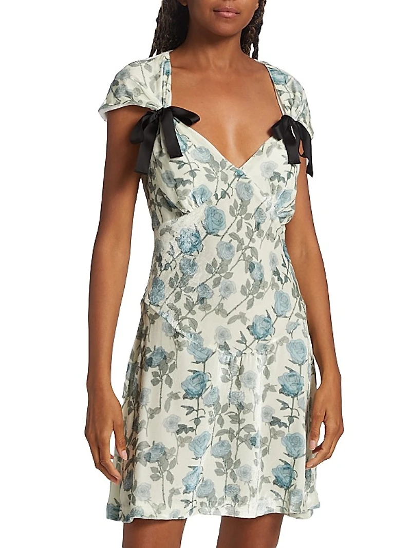 Juliette Floral Velvet Minidress