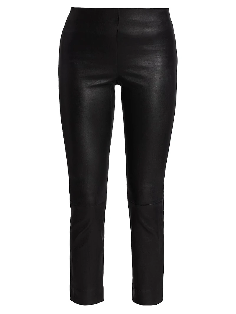 Leather Slim-Fit Ankle Pants