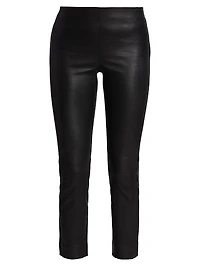 Leather Slim-Fit Ankle Pants