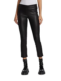 Leather Slim-Fit Ankle Pants
