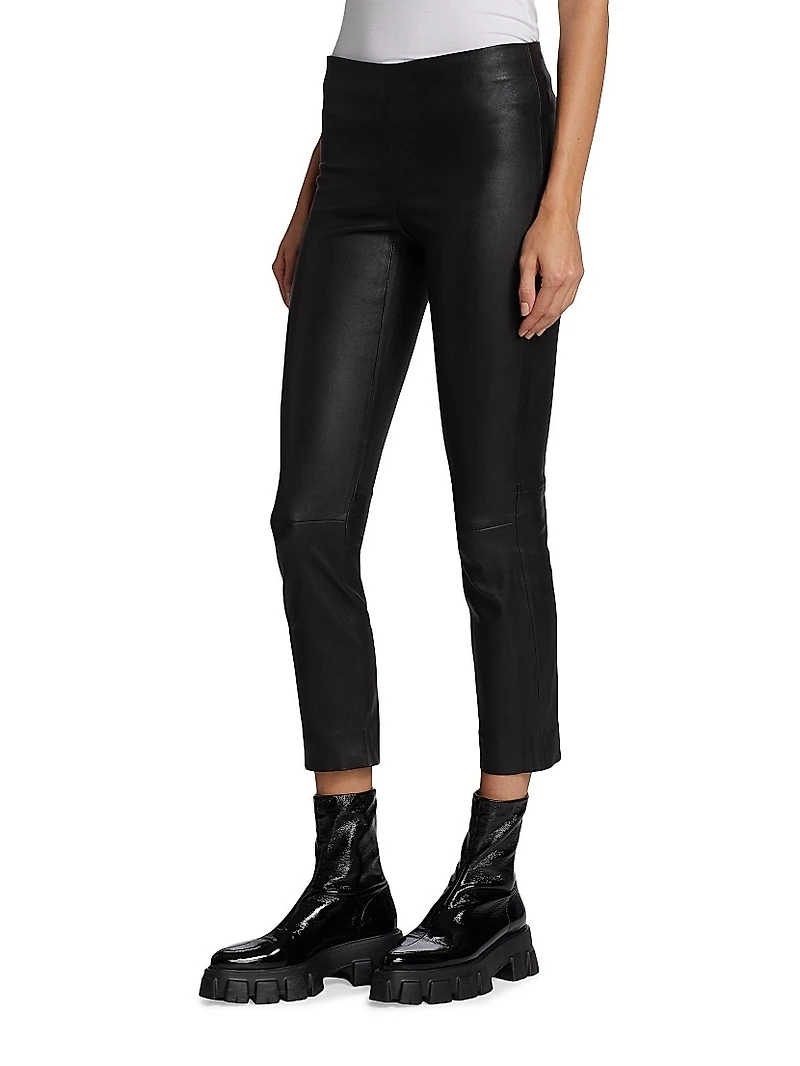 Leather Slim-Fit Ankle Pants