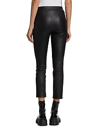 Leather Slim-Fit Ankle Pants