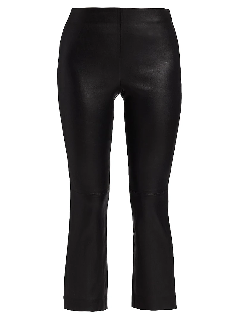 Cropped Leather Boot-Cut Pants