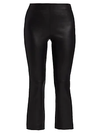 Cropped Leather Boot-Cut Pants