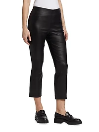 Cropped Leather Boot-Cut Pants