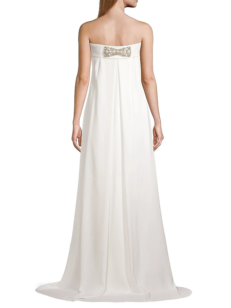 Lourdes Strapless Beaded Bow Gown
