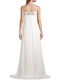Lourdes Strapless Beaded Bow Gown