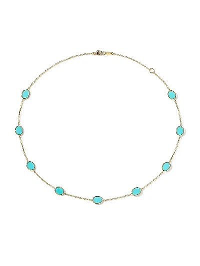 Confetti 18K Yellow Gold & Turquoise Station Necklace