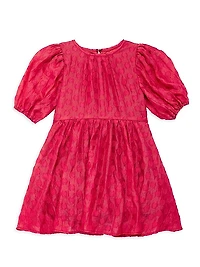 Little Girl's & Girl's Polka Dot Pouf-Sleeve Dress