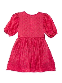 Little Girl's & Girl's Polka Dot Pouf-Sleeve Dress