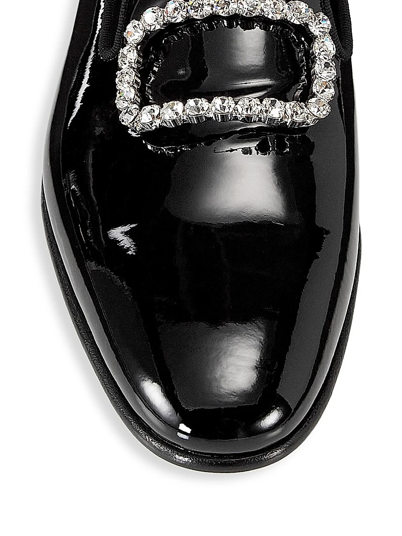 Mariocc Crystal Buckle Patent Leather Loafers