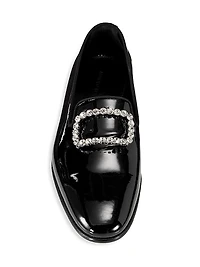 Mariocc Crystal Buckle Patent Leather Loafers